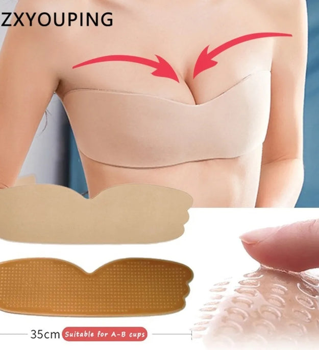Reusable Nipple Tape One Piece Breasts Sticker Seamless Push Up Silicone Bra For Women