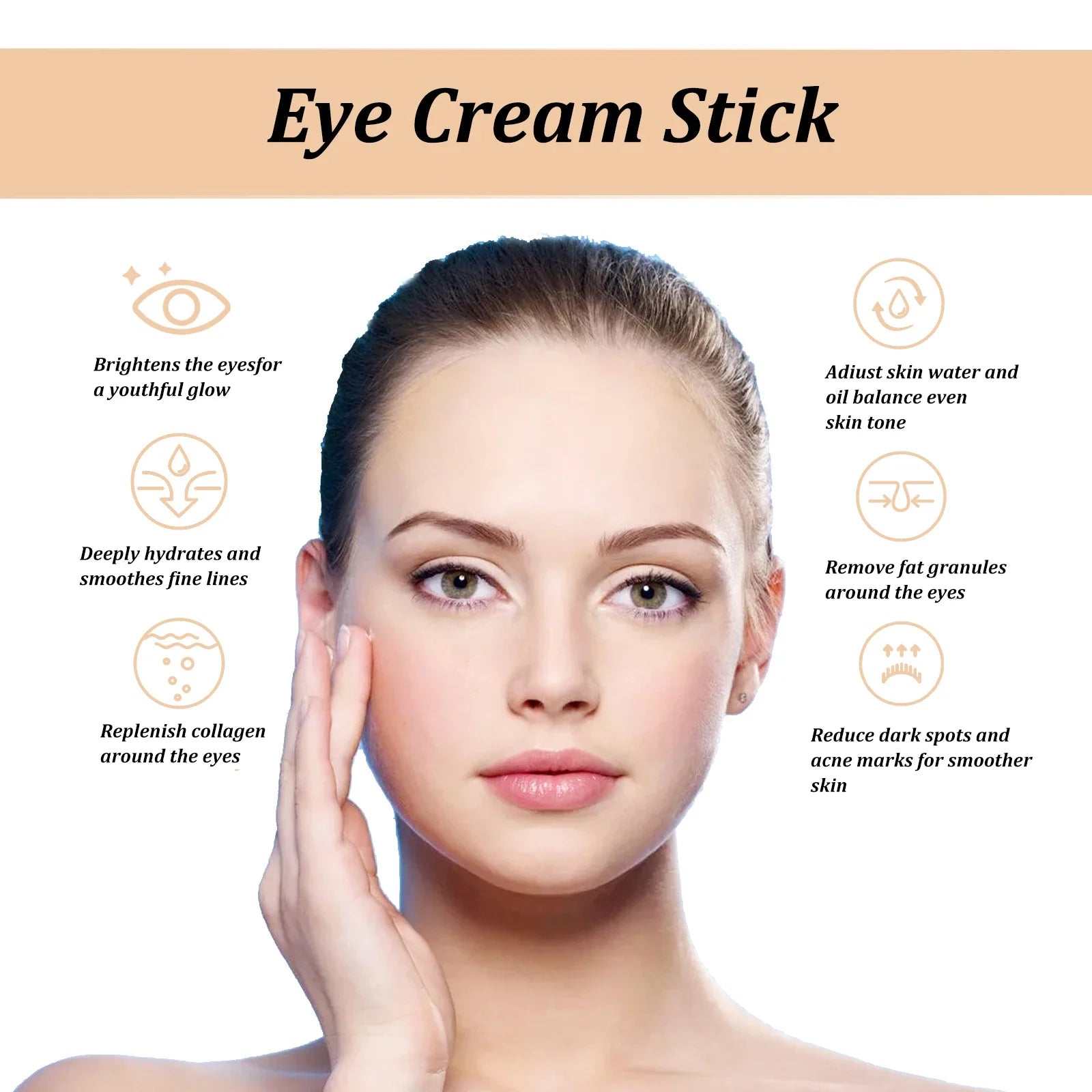 Snail Peptide Eye Cream stick reduce Dark Circles Eye Bags Firming Brightener Anti aging nourishing moisturize Eye Cream - BlissFully