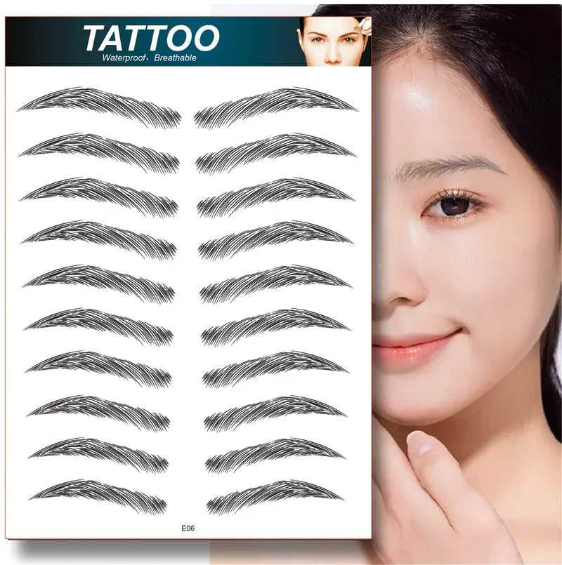 4D Hair Like Eyebrows Makeup Waterproof Eyebrow Tattoo Sticker Long Lasting Natural Fake Eyebrow Stickers Cosmetics 10 pairs 1PC