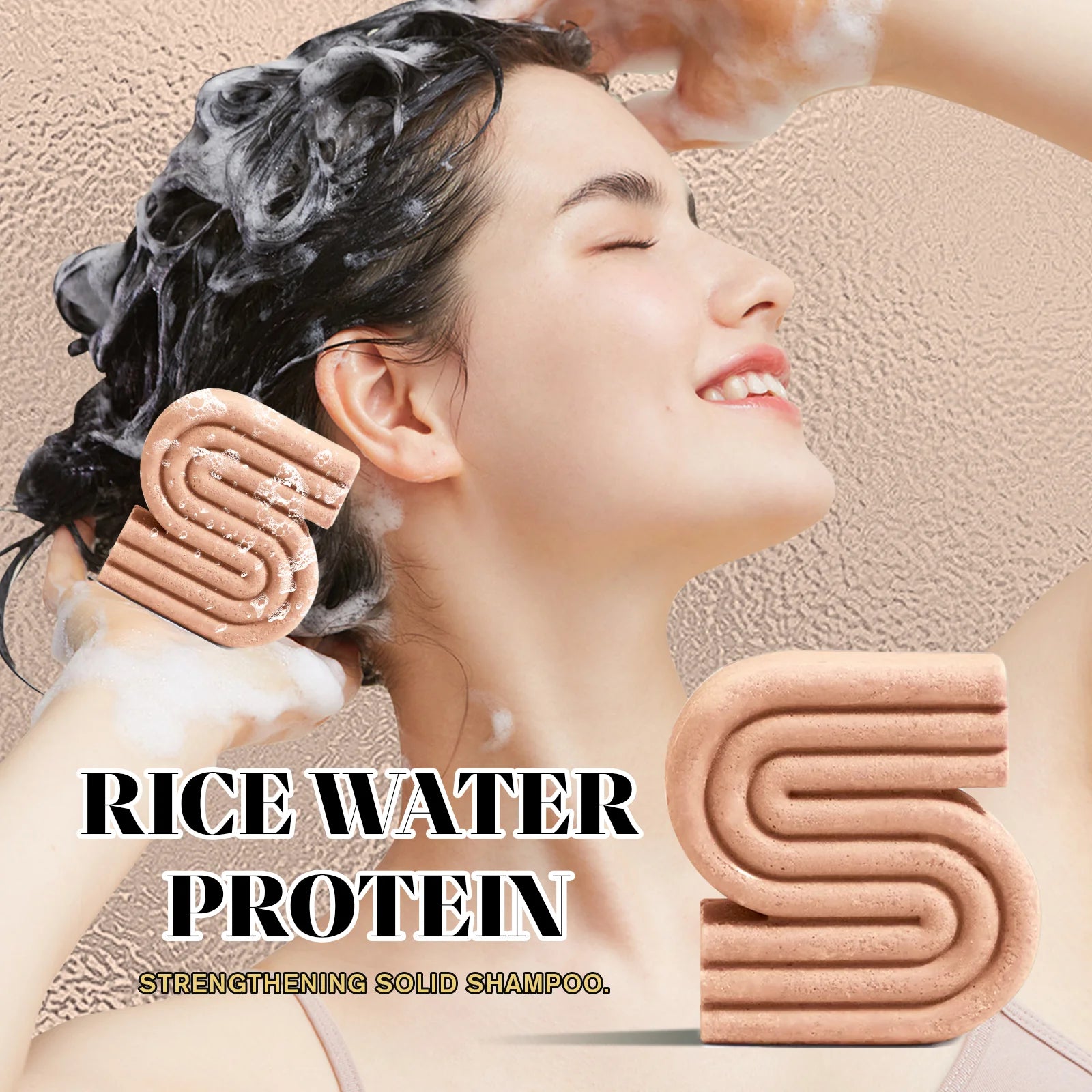 1-3PCS Rice Shampoo & Conditioner Bar Soild Soap for Hair Growth Strengthening Hair Clean Dandruff Nourish Moisturize Hair Care - BlissFully