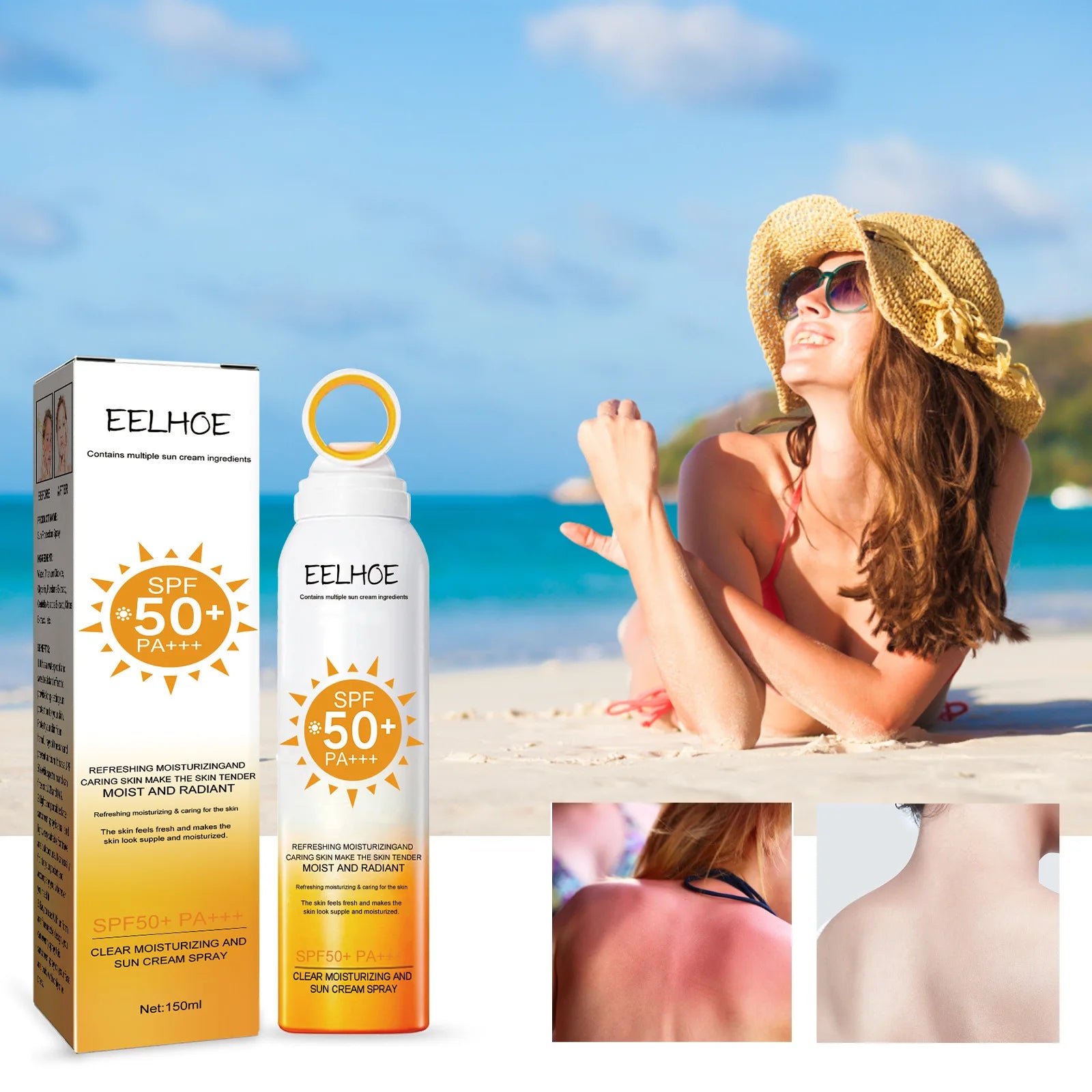 150ml  Whitening Essence Sunscreen Spray Waterproof Body Neck Moisturizing Hydrating Anti UV Protection For Skin Care