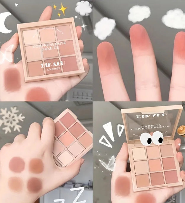 Multifunctional Eyeshadow Palette 9 Colors Various Shades Long Lasting Moisturizing Eye Shadow Palettes for Women Makeup Kit