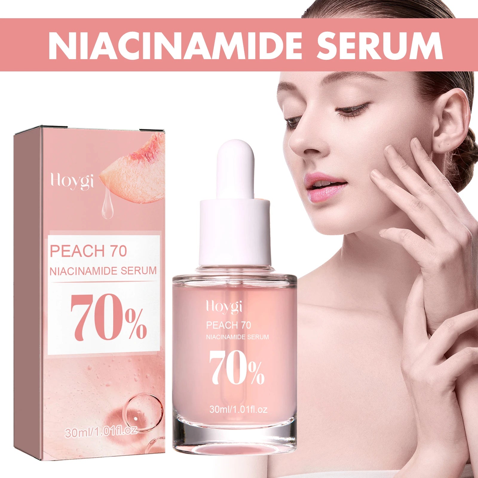 Peach 70% Niacinamide Facial Serum Fade Melanin Moisturzing Shrink Pores Smooth Brightening Skin Care Dark Spot Remover Serum - BlissFully