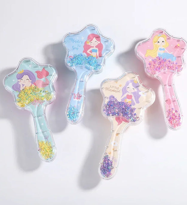 New Cartoon Air Cushion Massage Comb Star Shape Sequins Quicksand Anti-knot Combs for Baby Kids Comb for Curly Hair