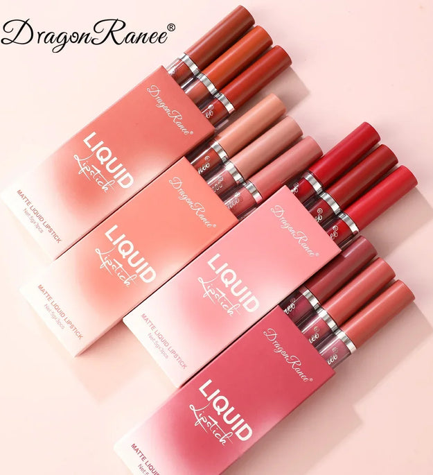 3 PCS Liquid Lipsticks Set Long Lasting Make Up For Women Korean Beauty Cosmetics Matte Lipsticks Waterproof Long lasting