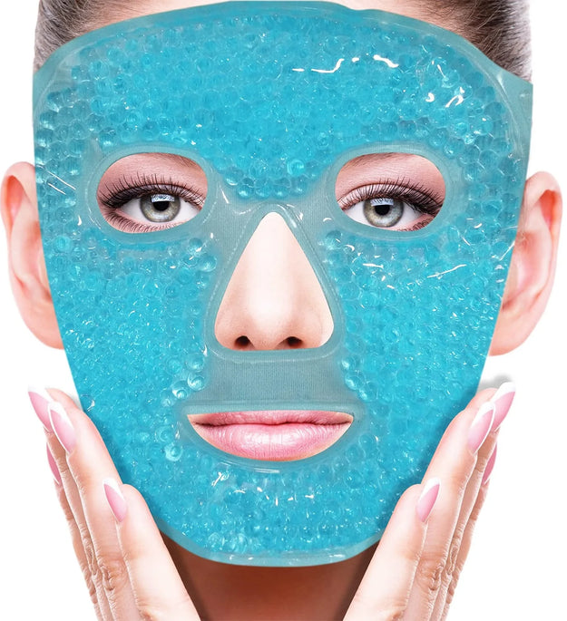 Full Face Massage Ice Mask Hot Cold Compress Gel Cooling Ice Face Eye Mask Facial Mask Face Eye Mask Ice Pack Sleeping Face SPA - BlissFully