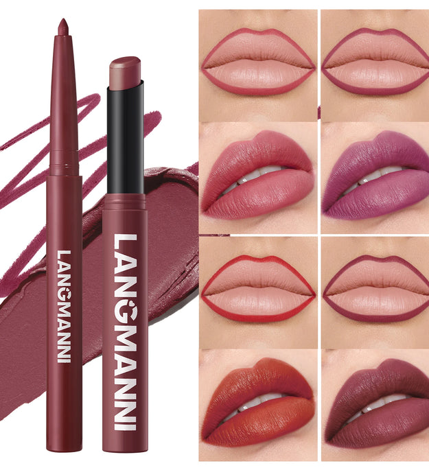 Integrated waterproof lipliner+lipstick lipstick lipstick set,no smudge,no fade,no cup,durable,easy to create a perfect makeup!
