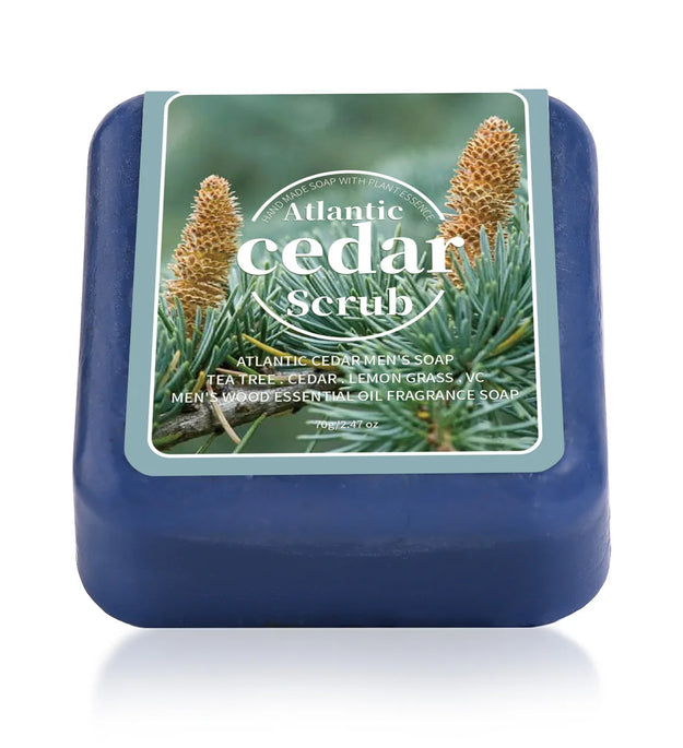 Men's Cedar Essential Oil Soap Travel Portable Hotel Soap Deep Cleansing Woody Fragrance Handmade Soap, Face and Body Soap