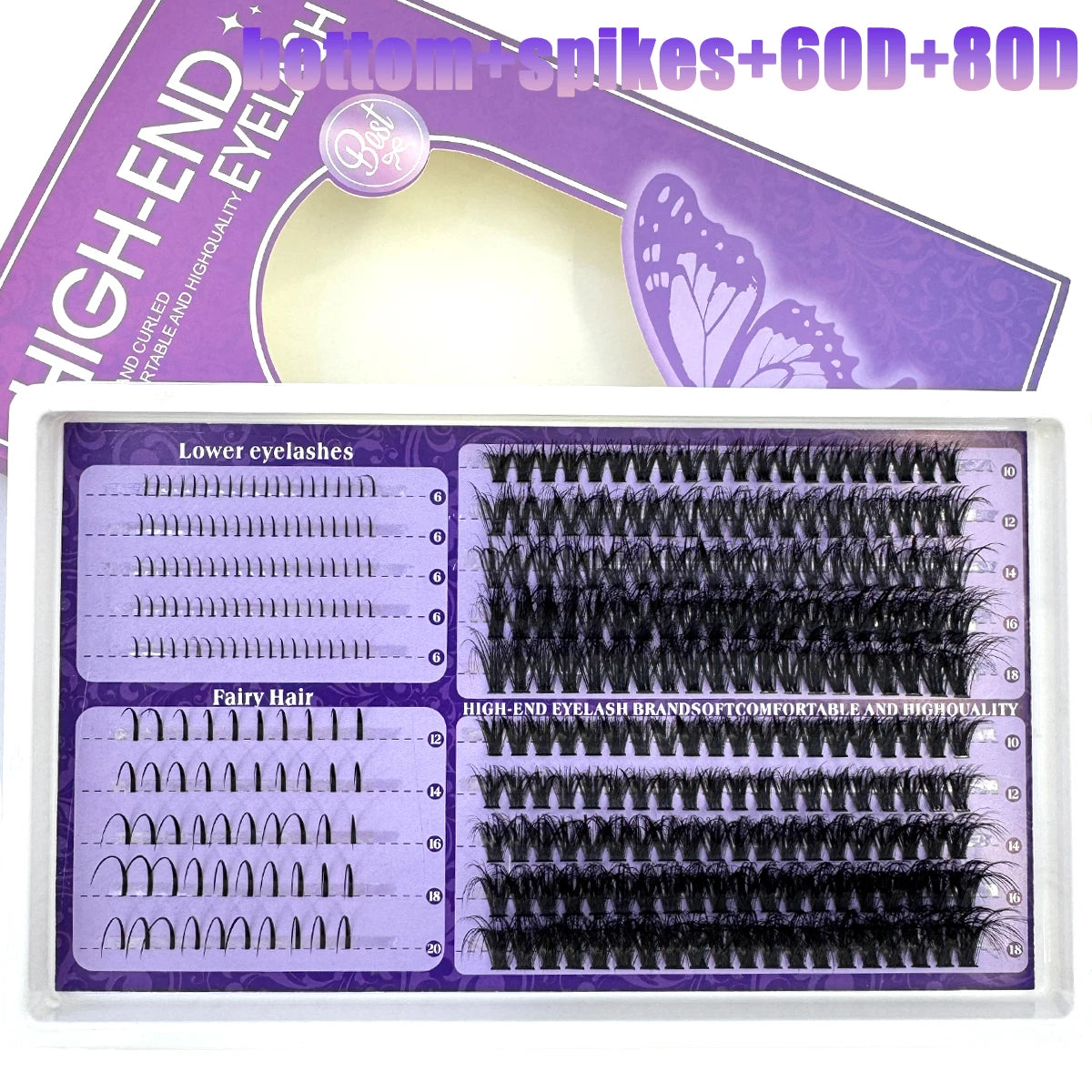 20Rows Lash Spikes Eyelash Clusters Volume Individual Lashes Wispy Eyelashes DIY Spiky Lash Extension Manga Clusters Eyelashes