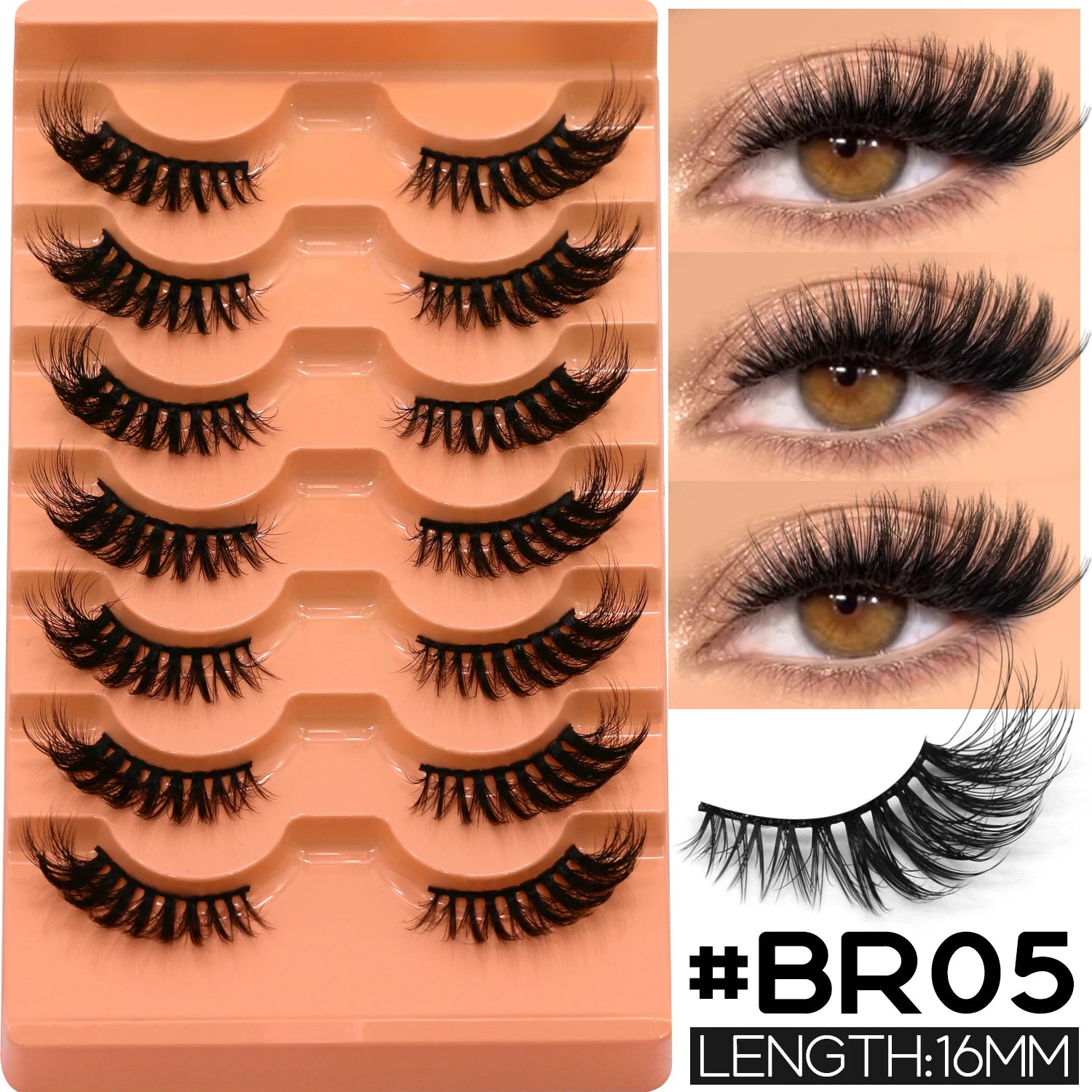 VELTRINAY Half Lashes Natural Cat Eye Eyelashes Wispy False Eyelashes 3D Volume Strip Natural Lashes Fake Eyelashes Makeup
