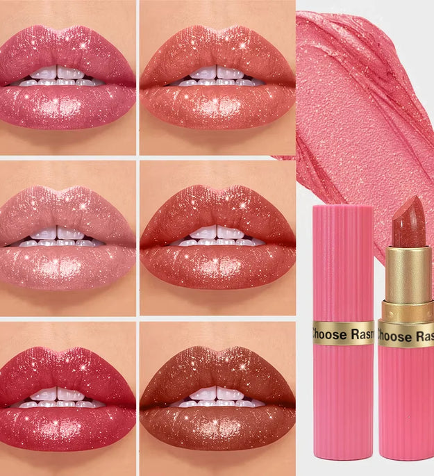Pearlescent Pink Glitter Velvet Lipstick Metallic Waterproof Long Lasting Matte Shimmer Diamond Lipstick Women Makeup Cosmetic