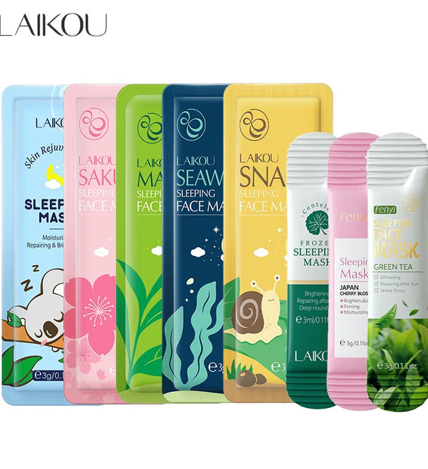 8pcs LAIKOU Moisturizing Facial Mask Hydrating Sleeping Face Sheet Masks Face Mask Beauty Korean Skin Care Products