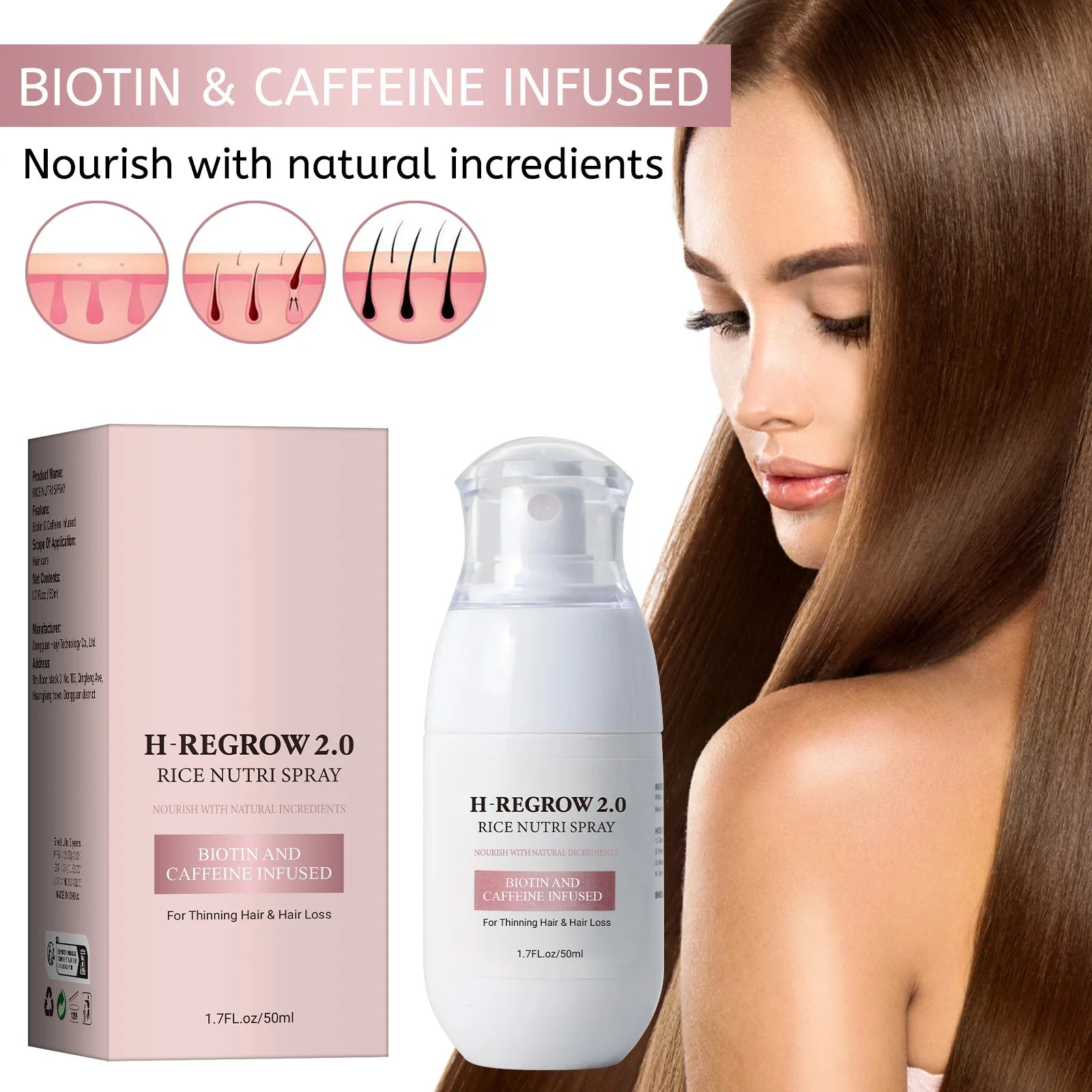 Hair Spray Rice Water Strong Hair Follicle Root Thick Loss Prevention Nourishing Soften Hair Helper Care Spray For Thinning Hair - BlissFully