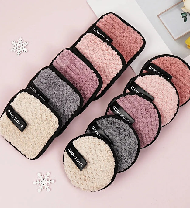 MAANGE 10pcs Makeup Remover Microfiber Cotton Pad Cosmetics Washable Makeup Towel Cleaning Sponge Skin Care Tool