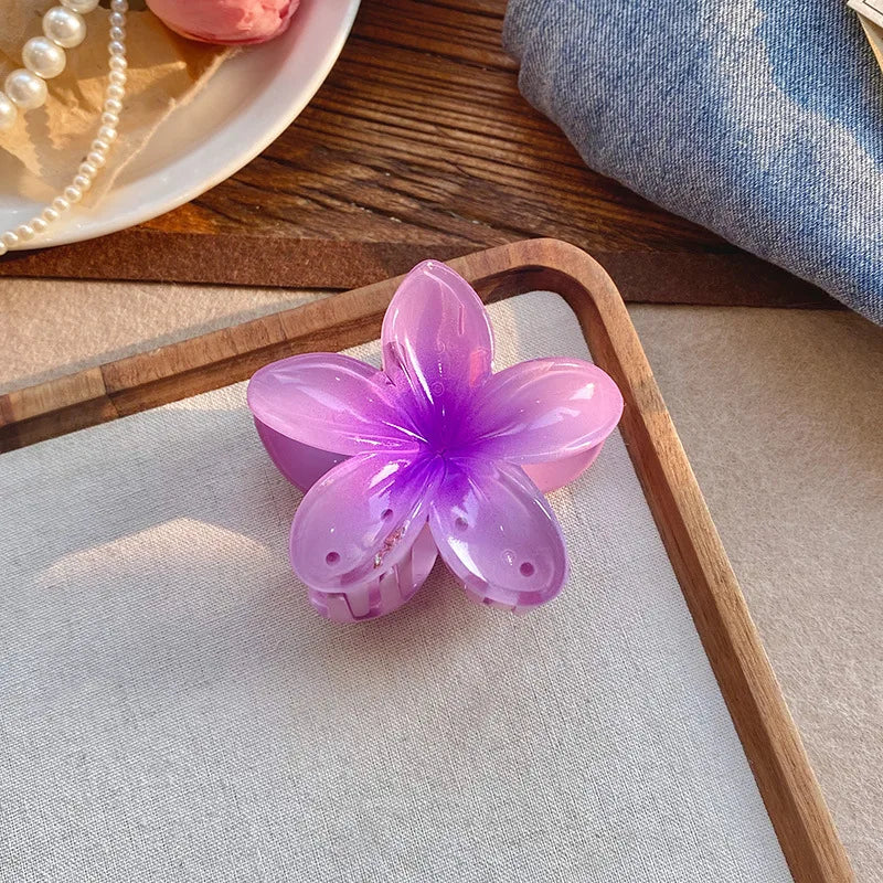 Five-petal flower Summer Super Fairy Vacation style frangeria Grab clip Shark Clip Acrylic flower hair grab hair accessories bac - BlissFully