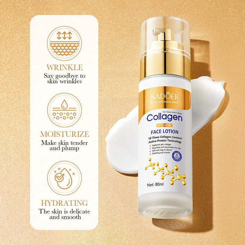 SADOER Collagen Facial Serum Face Lotion Moisturizing Face Emulsion Oil Control Water Replenishment Refreshing Facial Essence - BlissFully