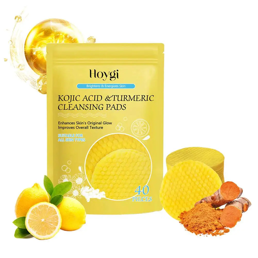 40/50pcs Turmeric Kojic Acid Cleansing Pads Exfoliating Pads Facial Sponges For Cleansing Exfoliating Daily Cleansing Skin Care - BlissFully