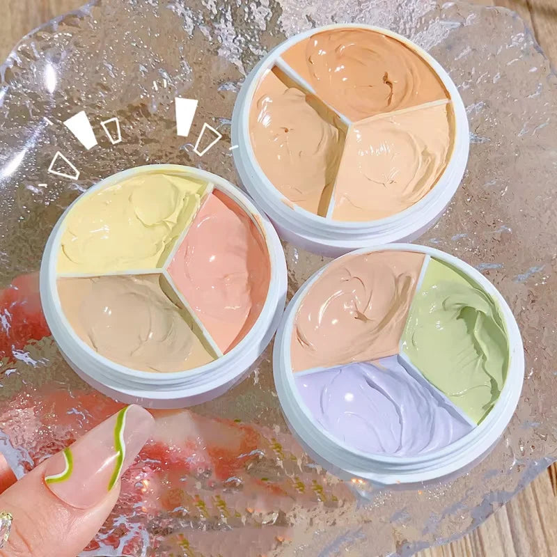 3 Color Concealer Waterproof Long Lasting Foundation Palette Full Coverage Dark Eye Circles Acne Marks Pores Brighten Skin Tone - BlissFully