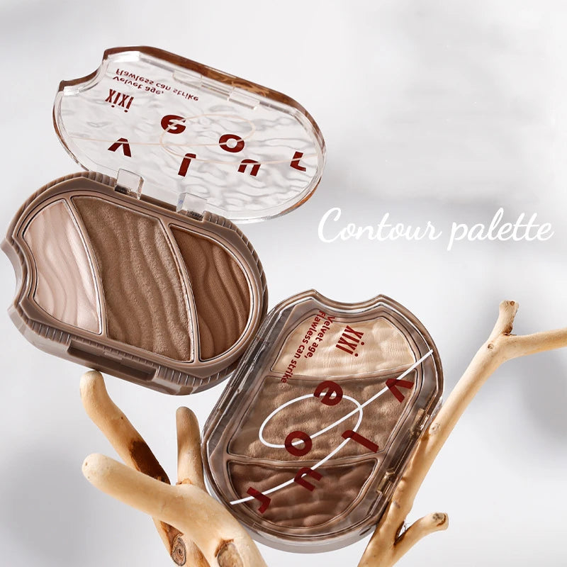 Matte Highlighter Contouring Palette Bronzer Makeup Grey Brown Shading Eye Nose Contour Natural Brighten Face Highlighter Powder
