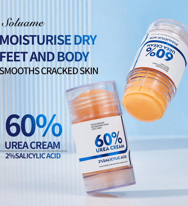 2 Pcs 60% Urea Foot Cream Stick with 2% Salicylic Acid, Foot Care Cream Moisturizer for Dry Cracked Feet, Knees, Hands