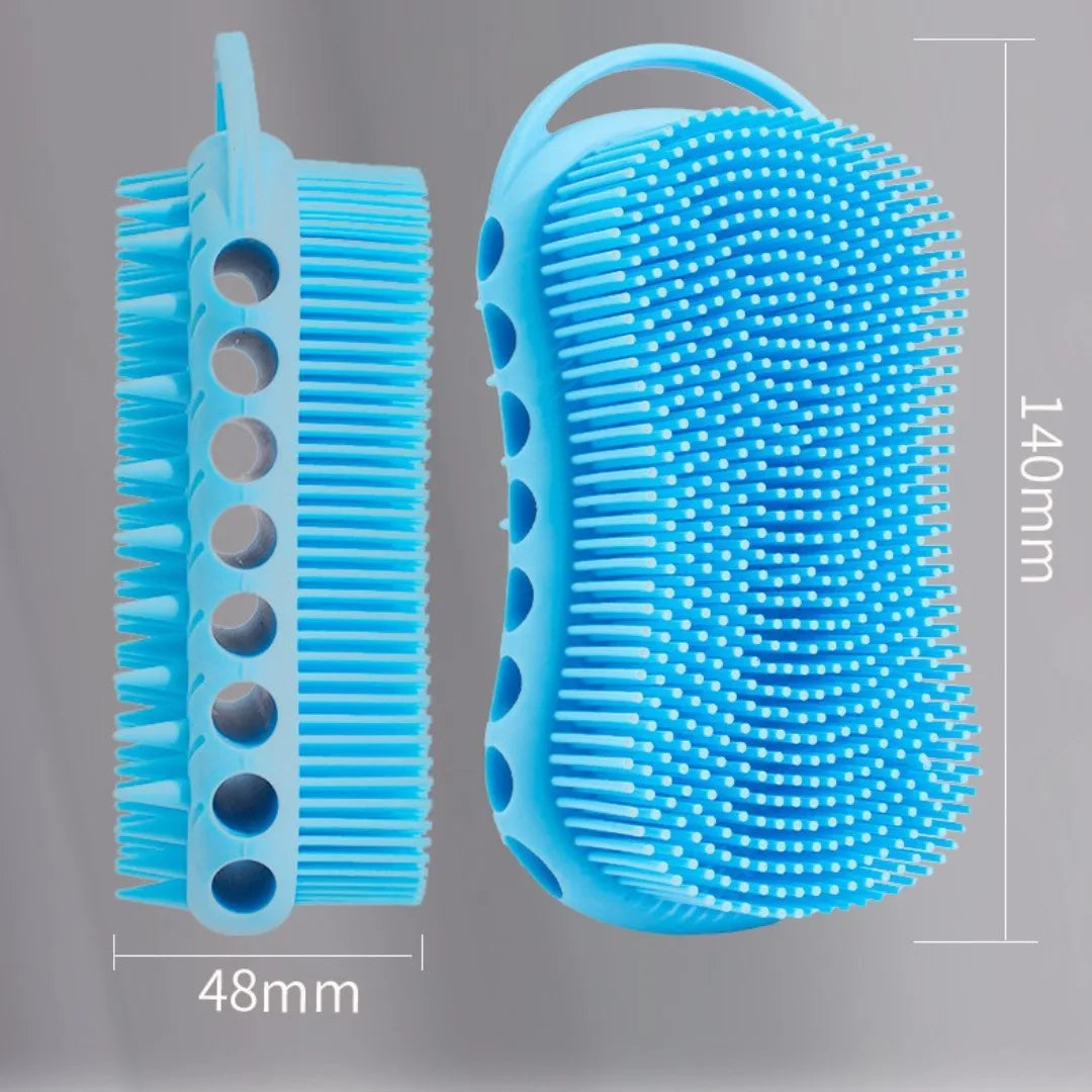 Soft Back Scrubber Brush Silicone Skin Massager Bath Shower Scrubbing Brush with Handle Body Wash Exfoliating Scrub Bath Supplie