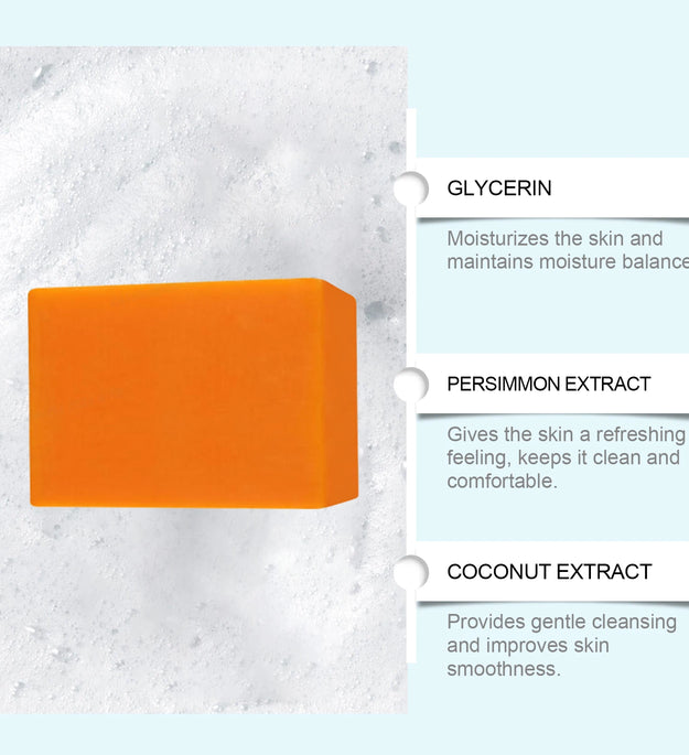 Persimmon Soap Bar for Body Odor Persimmon and Cocos Extract For Men Women Gentle on All Skin Types Natural Body Odor Soap 100g