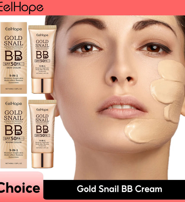 Gold Snail Sunscreen BB Cream SPF 50 Sun Block Makeup Moisturize Face Concealer Long-Lasting Isolation Lotion Concealer Cosmetic