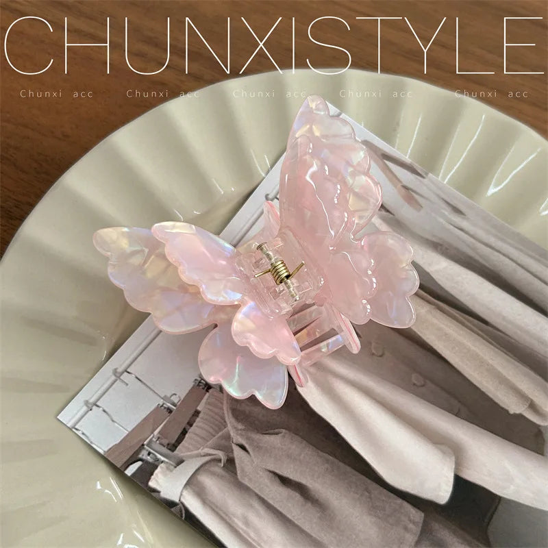 Fairy Butterfly Hair Claw French Retro Acetate Crab Hair Clip Summer Sweet Princess Shark Clip Coiled Hairpin Hair Accessories