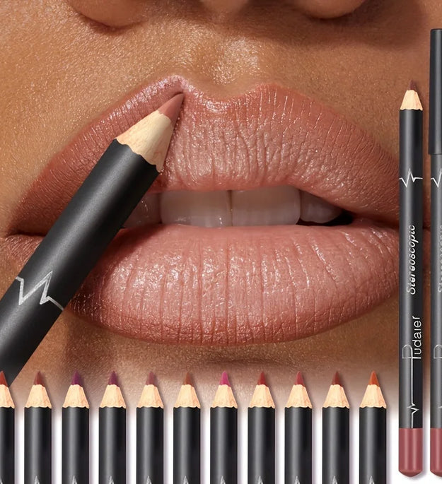 Waterproof Matte Lipliner Pencil Red Contour Tint Lipstick Long Lasting Non-stick Cup Moisturising Lips Makeup 12 Colors