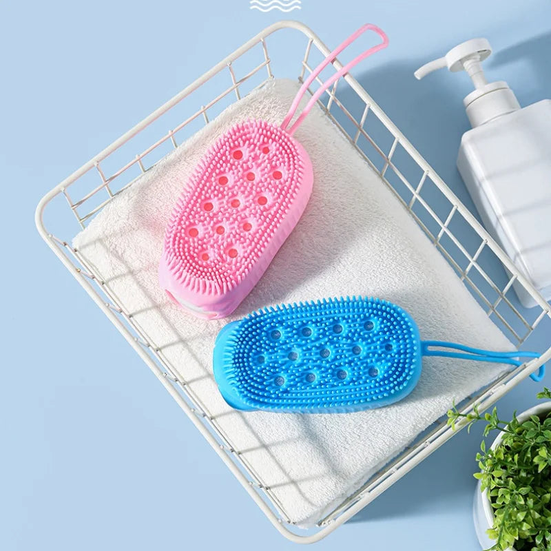 Silicone Bubble Brush Double-Sided Exfoliating Soft Bath Scrubber Massage Shower Brush Deep Body Skin Massage Cleaning Tools