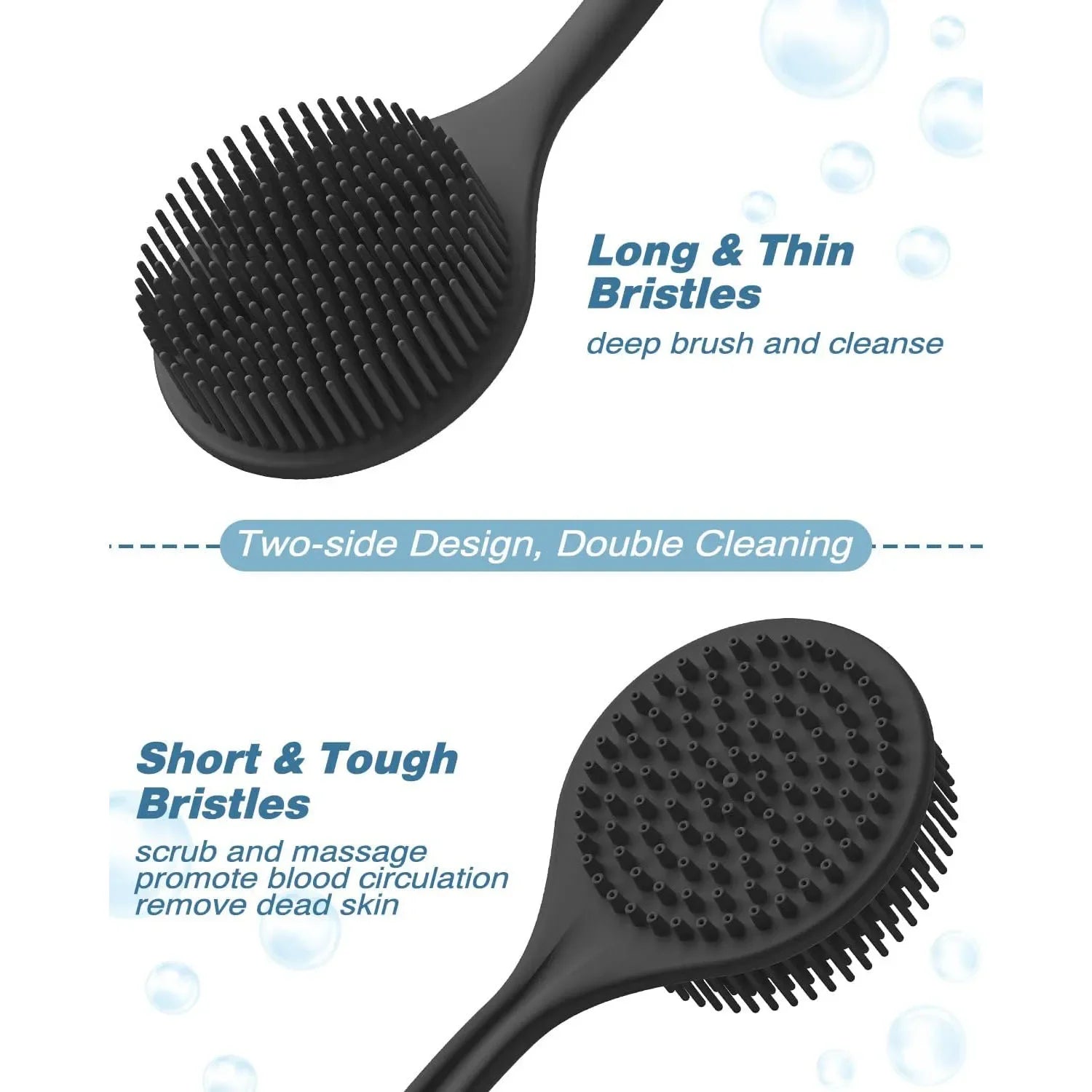 Soft Bath Brush Exfoliating Shower Sponge Body Scrubbing Brush Long Handle Back Exfoliating Scrub Skin Massager Bathroom Brush