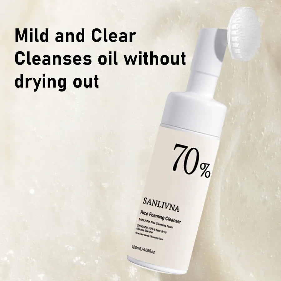 Rice Toner 70% Rice Extract Serum with Niacinamide, Rice Cleansing Foam, Deep Cleansing, Moisturizer for Dry Skin, Skin Care Set - BlissFully