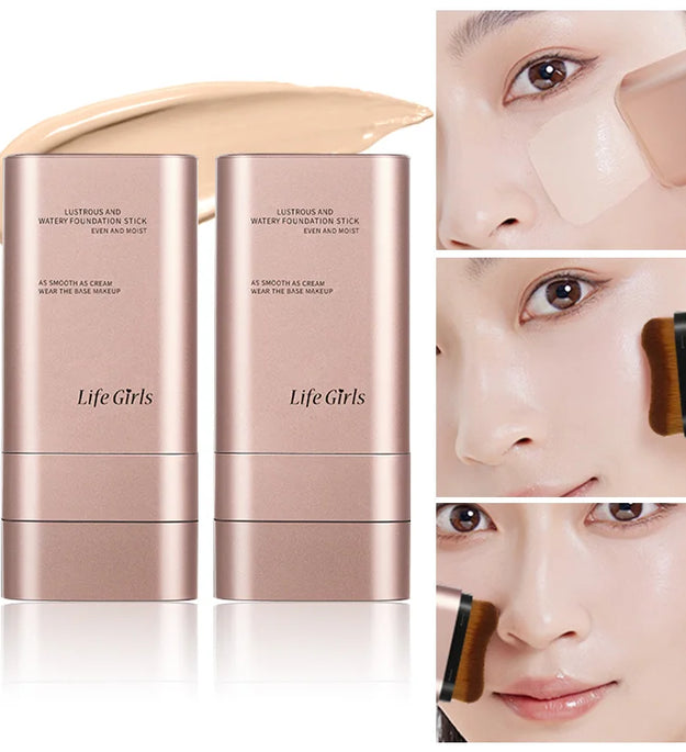 Clear and Moisturizing Foundation with a Natural Glow, Hydrating, Bling, Radiance, Thin and Lightweight Double-Ended Makeup Foundation That Can Be Rotated for Easier Application, with Its Own Brush for Waterproofing, Making I