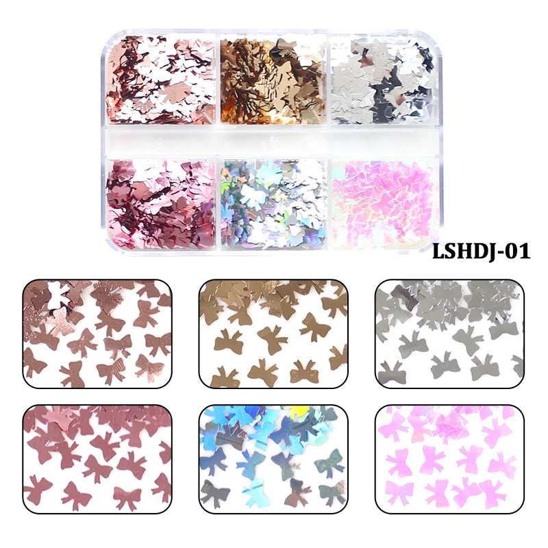 6Grids Holographic Square Nail Art Glitter Sequins Laser Ball Decoration Flakes Manicure Nails Supplies Professional Accessories