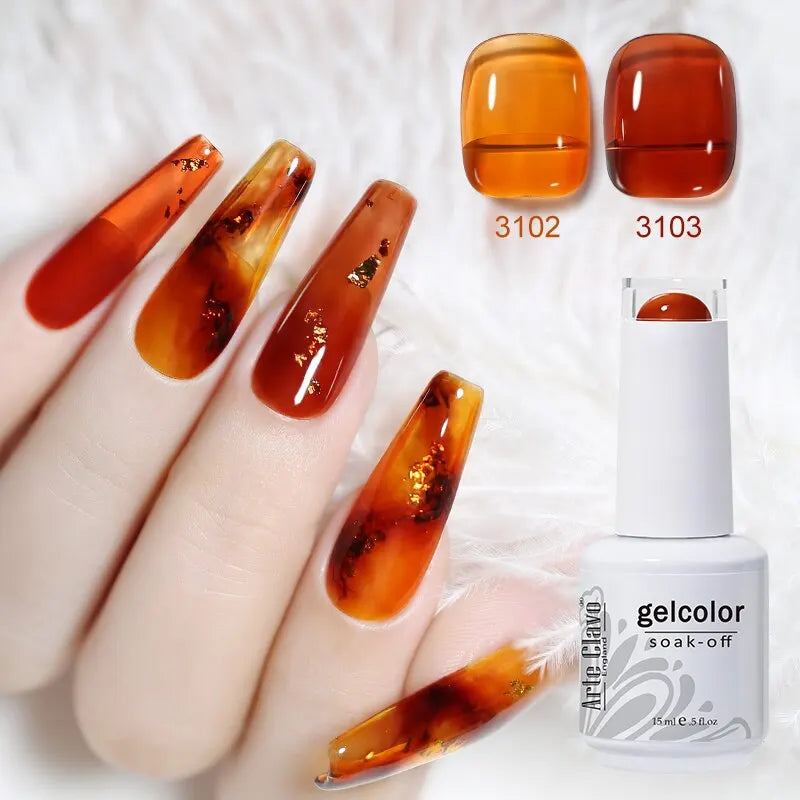 Arte Clavo 3pcs Summer Colorful Jelly Gel Nail Polish Translucent Semi Permanent Varnish UV LED For Nail Art Manicure Gel