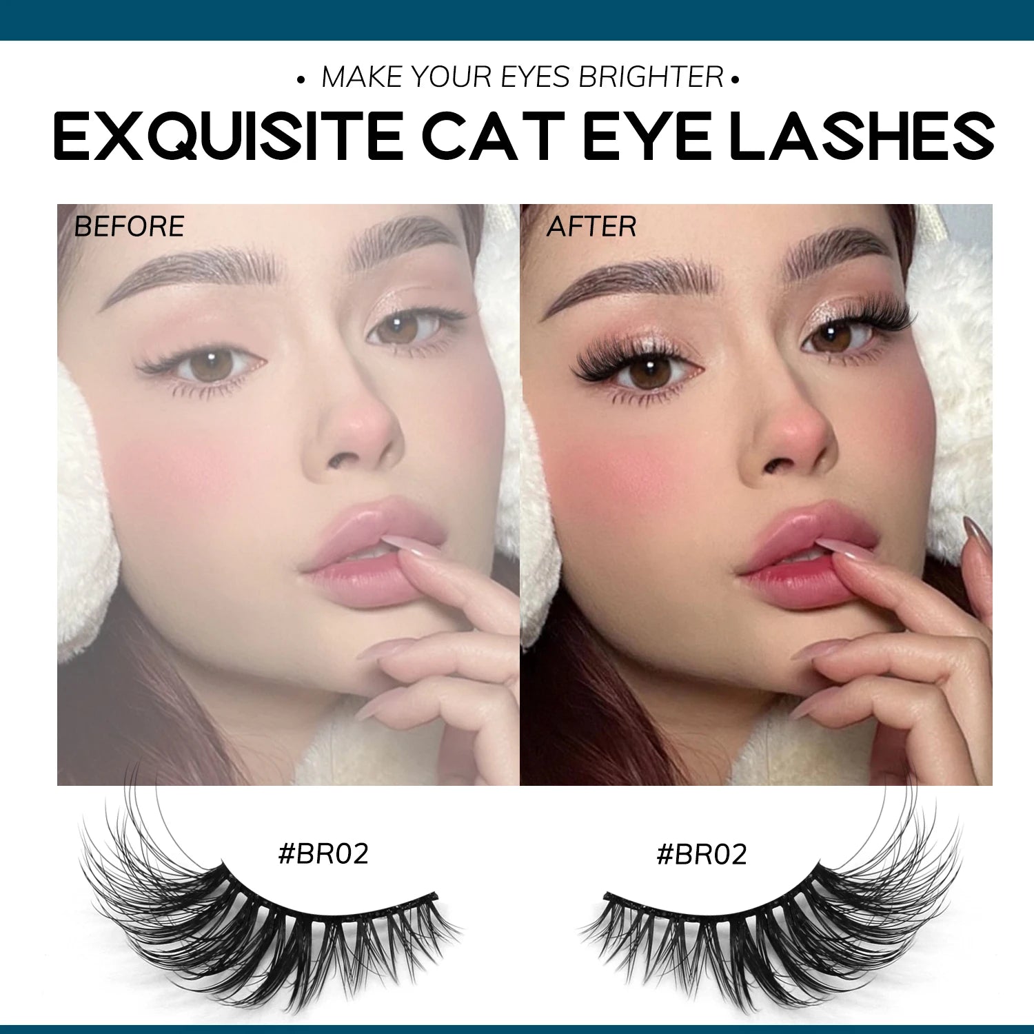VELTRINAY Half Lashes Natural Cat Eye Eyelashes Wispy False Eyelashes 3D Volume Strip Natural Lashes Fake Eyelashes Makeup