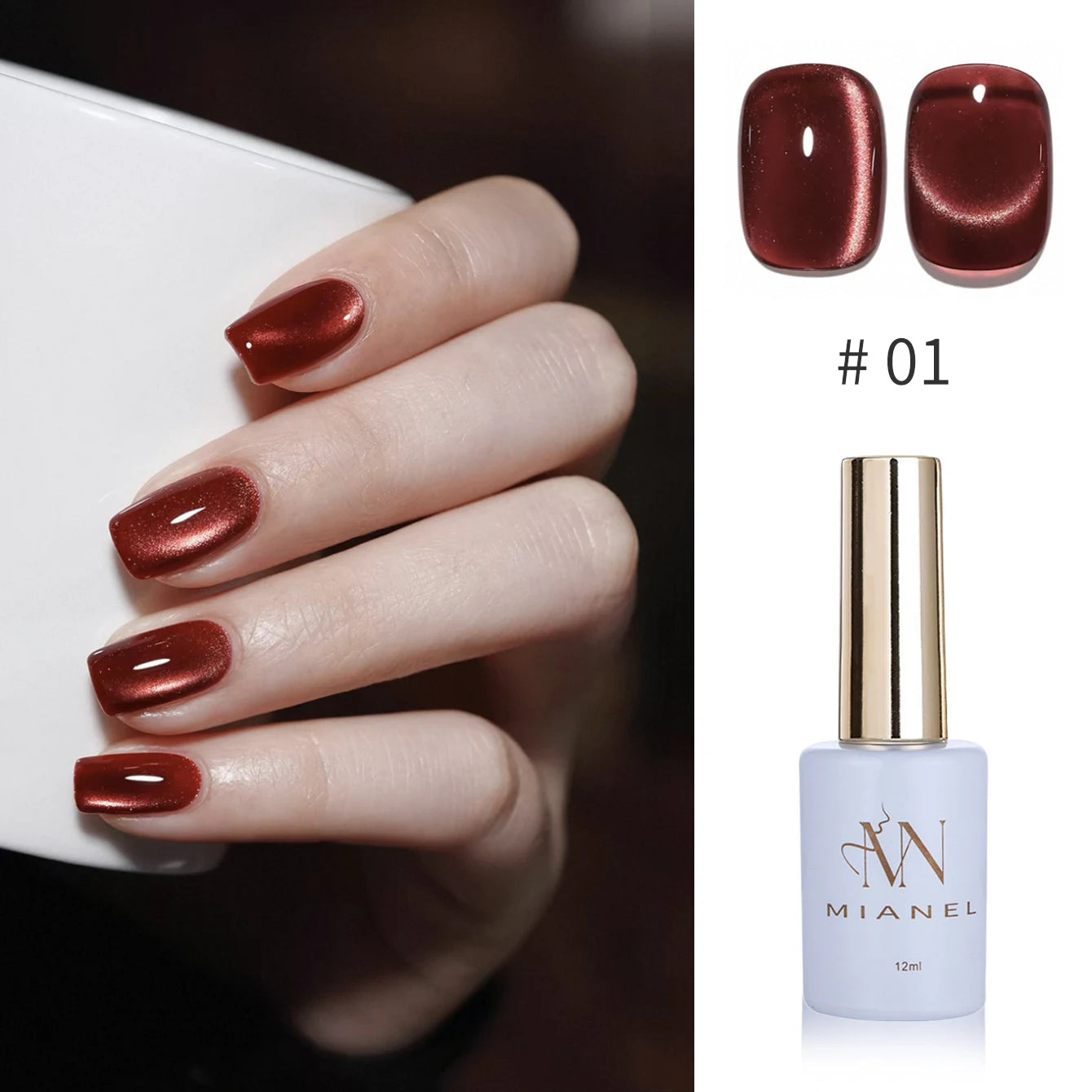 12ML 1-21PCS Winter And Autumn Whitening Red Glass Bead Cat Eye Magnet Gel Nail Polish Christmas Nails Nail Set Nail Art