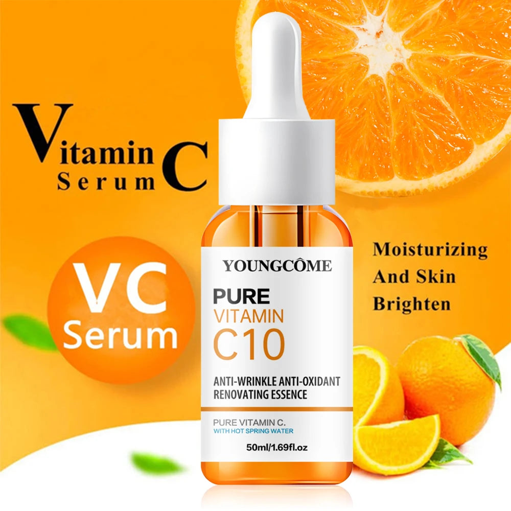 Vitamin C Facial Essence Hyaluronic Acid Dark Skin Brighten Serum Fade Fine Lines Moisturizing Repair Dull Serum Face Skin Care - BlissFully