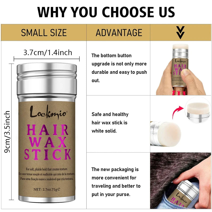LOCKMIO Women Hair Wax Stick for Wigs Anti-frizz Flyaways Control Styling Wax Long-lasting Smooth Broken Back Hair Pomade Cream - BlissFully