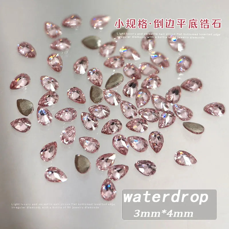 100pcs Shiny Zircon Rhinestones Nail Charms 1.5*3mm Mini Rhombic Nails Gemstones Flatback Nail Art Craft Diamonds Decoration GT5