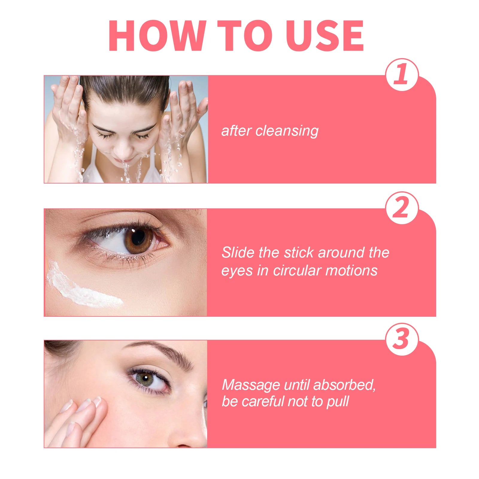 Retinol Eye Cream Stick Lightening Dark Circles Anti-Puffiness Smooth Brightening Moisturizing Firming Under Eye Treatment Care