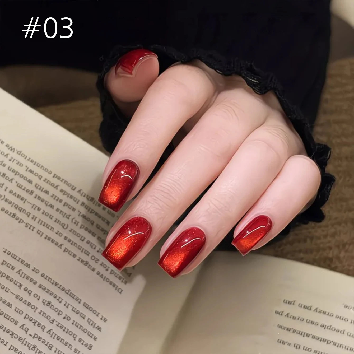 12ML 1-21PCS Winter And Autumn Whitening Red Glass Bead Cat Eye Magnet Gel Nail Polish Christmas Nails Nail Set Nail Art