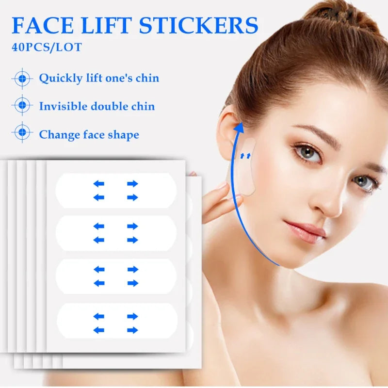 40-120PCS V-Shape Face Wrinkle Sagging Skin Adhesive Tape Lifting Face Stickers Invisible Transparent Thin Face Patche Lift Tool - BlissFully