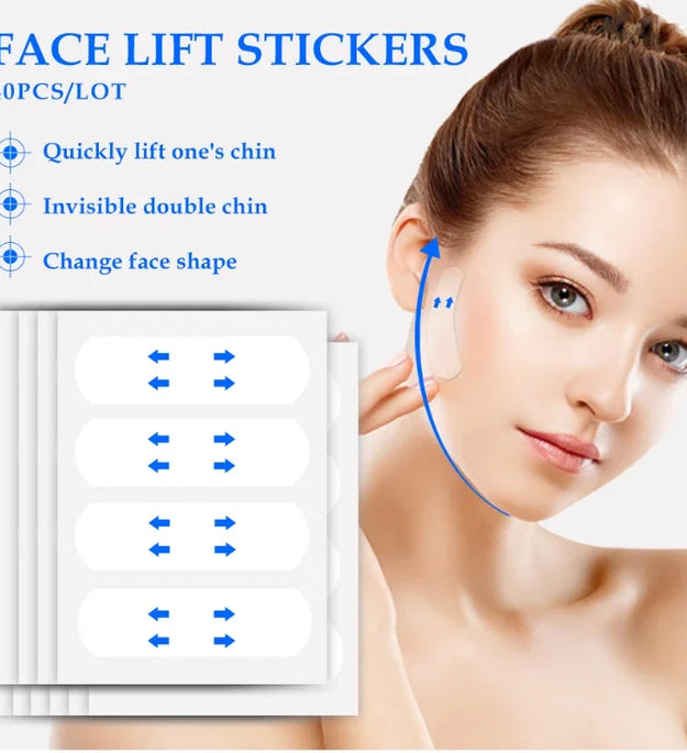40-120PCS V-Shape Face Wrinkle Sagging Skin Adhesive Tape Lifting Face Stickers Invisible Transparent Thin Face Patche Lift Tool - BlissFully