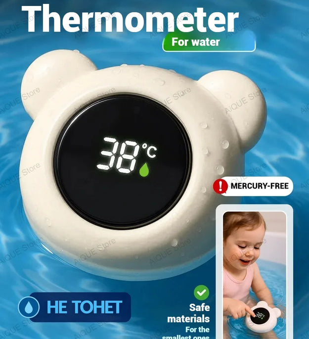AiQUE Touch control Baby Bath Temperature Monitor LED Display Bath Thermometer Cartoon Digital Water Temperature Meter