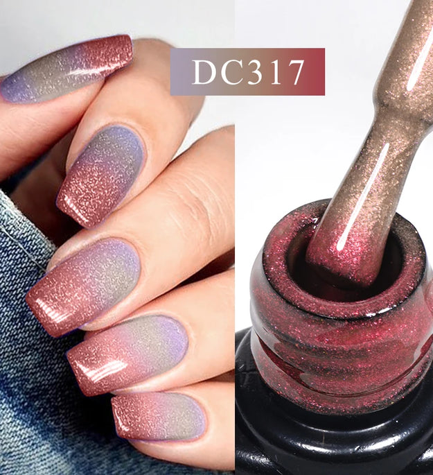 Mtssii 7ml Changing AurorasThermal Rubber Base Gel Nail Polish Nude Purple Glitter Sparking Long Lasting Manicure Art Varnish