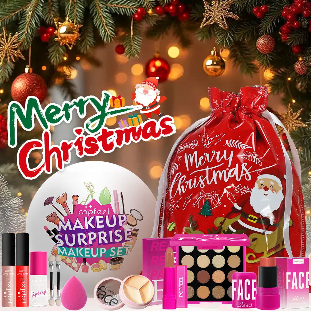 POPFEEL Christmas Surprise Makeup Ball Gift Set-9-Piece Cosmetic Collection with Eyeshadows and Lipsticks - Perfect Holiday Gift