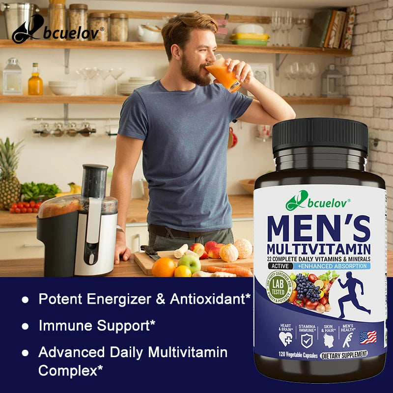 Bcuelov Daily Complete Vitamins & Minerals - Men's Health, Skin & Hair, Stamina Immune System