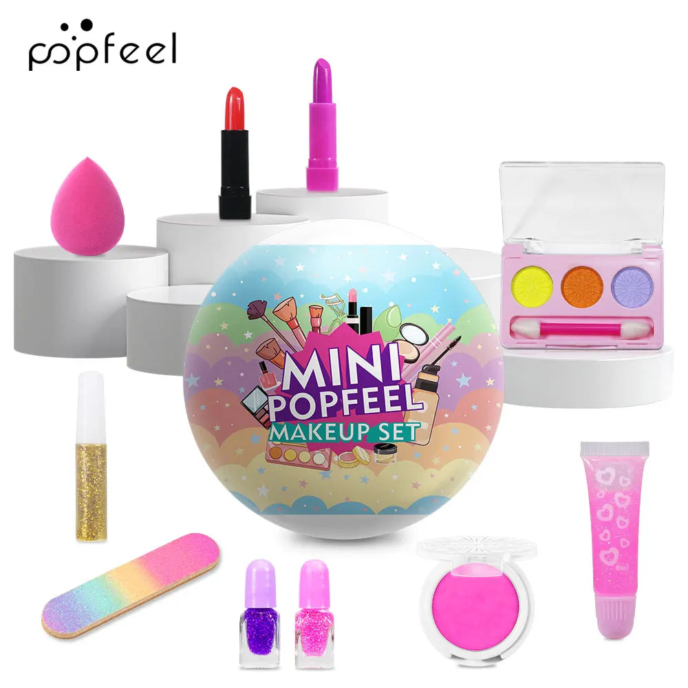 POPFEEL Christmas Surprise Makeup Mini Ball Set -10-Piece Collection with Mini Lipstick, Eyeshadow, and Nail Polish-Perfect Gift