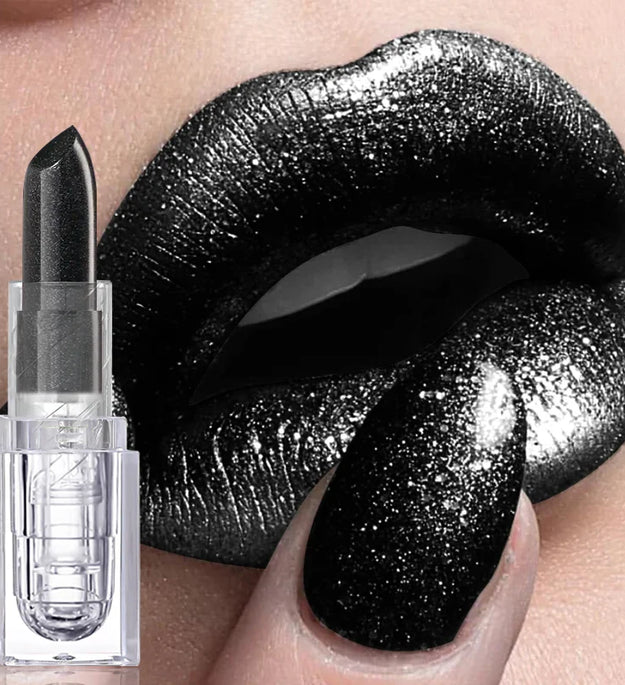 Waterproof Glitter Lipstick Sexy Black Lip Gloss Shiny Lip Tint  Cosmetics Halloween Lips Makeup